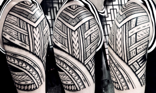 Polynesian tattoo tribal flowers logo design - Inspire Uplift